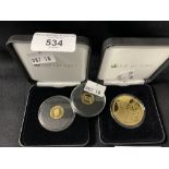 Coins: Gold Tristan De Cunha 9ct. World War I Centenary 1g (2). Sterling sliver, gold plated £5.