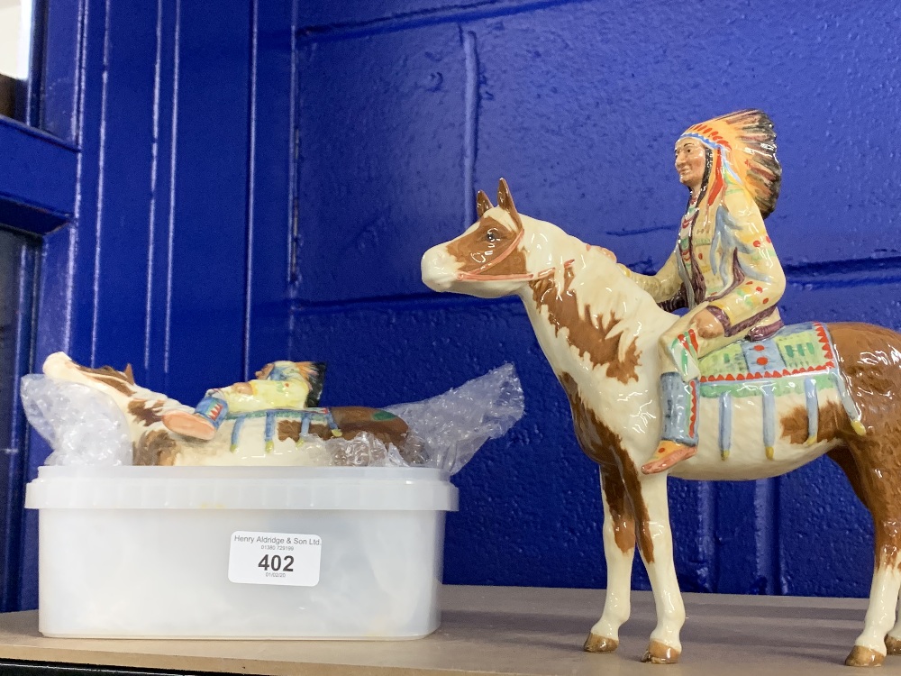 20th cent. Ceramics: Beswick mounted First Nation Chief No 1391 plus other model No 1391 A/F.