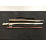 Edged Weapons: 19th cent. French/German Chassepot bayonet with scabbard, marked W.R. Kirschabaum,