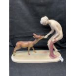 Katzhutte: Nude feeding fawn, model 812, c1935, featured on page 42 Ladies of Hertwig.