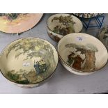 Royal Doulton: Under the Greenwood Tree Series, circular bowl x 3. 8ins, 7¾ins, 7ins.