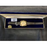 Watches: 1970s Gentleman's Omega constellation wristwatch with original box and strap.