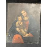 19th cent. Northern European School: Oil on tin panel, Holy Mother and Child, unsigned. Some minor