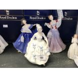 Royal Doulton Figurines: Elaine HN 2791, Caroline HN 3170, June HN 2991. All boxed (3).