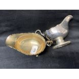 Hallmarked Silver: Sauce boat, London and Sheffield marks. (2) Approx. 8oz.