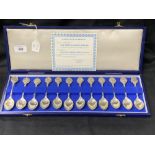 Hallmarked Silver: Set of twelve zodiac sign teaspoons by John Pinches. Hallmarked London 1971.