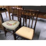 Early 19th cent. Mahogany art nouveau inlaid salon chair, plus one other. (2)