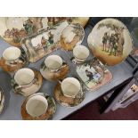 Royal Doulton: Under the Greenwood Tree Series, china tea cups and saucers x 6, sandwich plate
