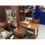 Edwardian oak dressing table, plus one other.