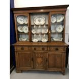 Late 19th/early 20th cent. oak aesthetic style dresser, three drawer base over three compartments,