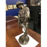 Sculpture Emile Picault 1833-1915: Bronze figure of a stylised medieval archer, signed E. Picault to