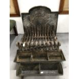 Architectural Antiques: 19th cent. Victorian Charles I style cast iron fire back with cast iron