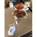 Beswick Cattle: Hereford Calves - a pair, No.1406B.