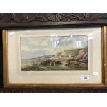 C. Richardson: Late 19th cent. watercolour on canvas "Near Runswick" & signed lower left. Framed and