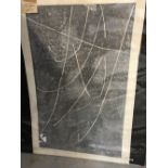 Hideo Hagiwara 1913-, Space D, Japanese woodcut with label to top right. 17ins x 24ins.