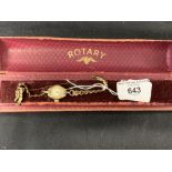 Watches: 9ct gold rotary ladies cocktail wristwatch, marked .375, in original box.