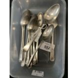 Silver: Harlequin set of ten Georgian teaspoons dating from the late 18th cent. Approx. 4.5oz.