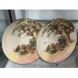 Royal Doulton: Under the Greenwood Tree Series, chargers (scene 12), a pair. 13½ins. Dia.