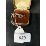 Gold Jewellery: 9ct ring set with a ruby and 6 eight cut diamonds. Sheffield. 3.1g.