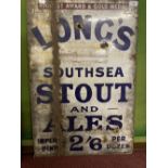 Advertising: Unusual Longs Southsea Stout and Ales enamel sign. 20ins. x 30ins.