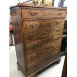 18th cent. Georgian mahogany secretaire with 4 graduated cock beaded drawers, two dummy drawers that