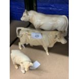 Beswick Cattle: Charolais bull, cow and calf. NB: The bull has a minor chip to his left ear.