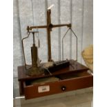 Late 19th early 20th cent. balance scales, Yandell & Son Bristol, with sets of brass weights,