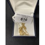 Hallmarked Gold: 18ct. necklet with diamond pendant attached. estimated diamond weight 0.20ct.