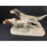 20th cent. Ceramics: Hertwig of Katzhutte c1950, hunting dogs (a pair). Mark to base.