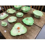 Ceramics: Carltonware, Beswick, Crown Devon, other leaf plates, bowls and ceramics.