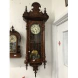 Clock: 19th cent. Continental Dutch style hanging wall clock. The interior and exterior case