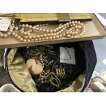 Costume Jewellery: Assorted brooches, beads and clips, Lotus simulated pearls, 'The Unique Log-
