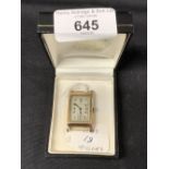 Watch Art Deco 9ct gold tank shape style. Goldsmith and Silversmiths signed on dial, hallmarked