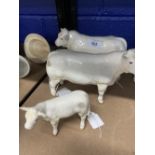 Border Fine Arts Farm Animals: Charolais bull, cow and calf.