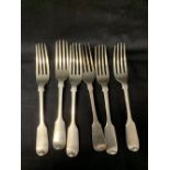 Hallmarked Silver: Dessert fork x 6, London John & Elizabeth Eaton. 14½oz.