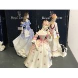 Royal Doulton Figurines: Rebecca HN 4041, Christine HN 3995, Sarah HN 4837. All boxed (3).