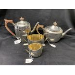 Hallmarked Silver: Birmingham four piece tea et 1912. Approx. 35oz excluding handles.