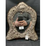Hallmarked Silver: Edwardian embossed heart shaped toilet mirror, London marks 1903. Maker William