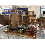 Engineering: 20th cent. Stuart steam engine with vertical copper boiler, sold as a collectors'