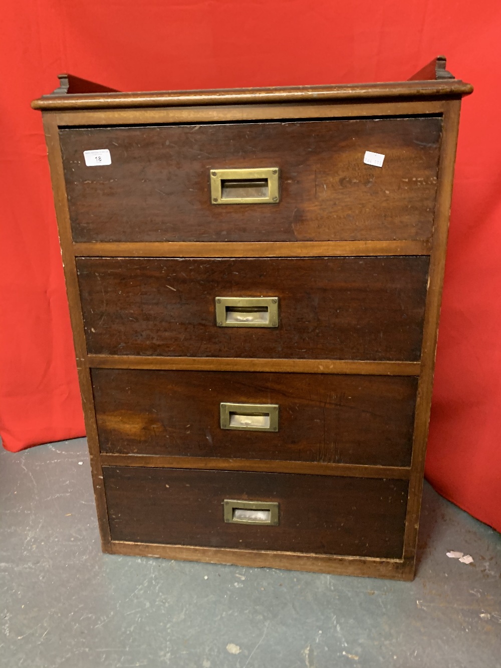 SHIPPING: 19th cent. Mahogany chest of four drawers by family repute from the SS Great Eastern.