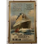 R.M.S. TITANIC: Superb Montague Birrel Black White Star Line "Olympic & Titanic." agent's poster. It