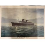 CUNARD: Queen Elizabeth 'Atlantic Dawn' by J. Steven Dews, eleven prints. 24ins. x 34ins.