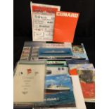 CUNARD & LINER: Ephemera to include Queen Elizabeth & Queen Elizabeth II brochures, tins, menus,