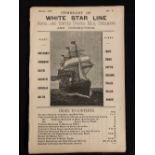 WHITE STAR LINE: Rare 19th century sailing list dating from March 1888, 20 pages.