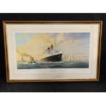OCEAN LINER: Limited edition print, signed by Robert Taylor "Farewell America" 937/1000, also signed