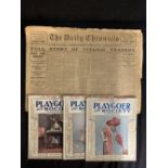 R.M.S. TITANIC: Original issues of Playgoer & Society featuring images of the ill-fated liner (3)