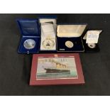 COINS & MEDALS: Silver and white metal medallions including Royal Mint silver proof commemorative