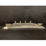 R.M.S. TITANIC: Modern pewter model of Titanic at sea. 19½ins.