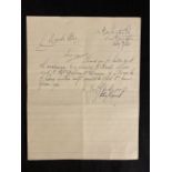 R.M.S. TITANIC: Steward and survivor Leo Hyland 1893-1974, letter signed "Yours L.J. Hyland".