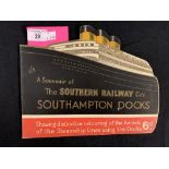 OCEAN LINER: Unusual Southampton Railway Co. promotional brochure for Southampton docks, depicting